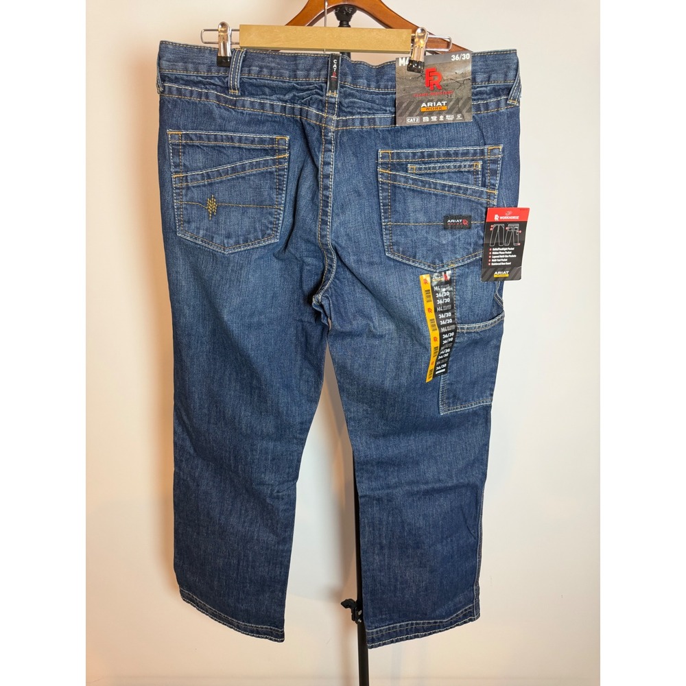 Ariat Work M4 Relaxed Boot Cut FR Flame Resistant Jeans 36x30 Blue Denim CAT 2